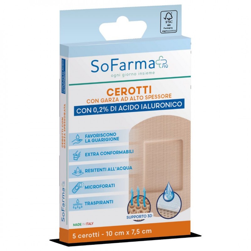 So. Farma. Morra Cerotto Cicatrizzante Sofarmapiu' 10x7,5 Cm 5 Pezzi