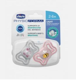 Chicco succhietto light rosa silicone 2-6m 2 pezzi