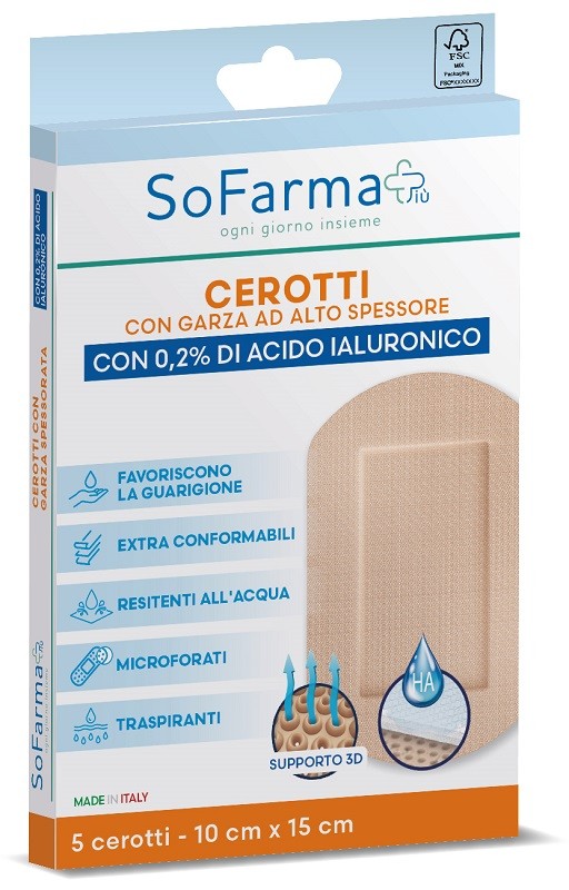 So. Farma. Morra Cerotto Cicatrizzante Sofarmapiu' 10x15 Cm 5 Pezzi