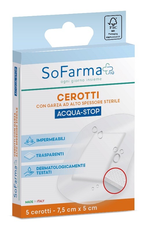 So. Farma. Morra Cerotto Acquastop Sofarmapiu' 7,5x5 Cm 5 Pezzi