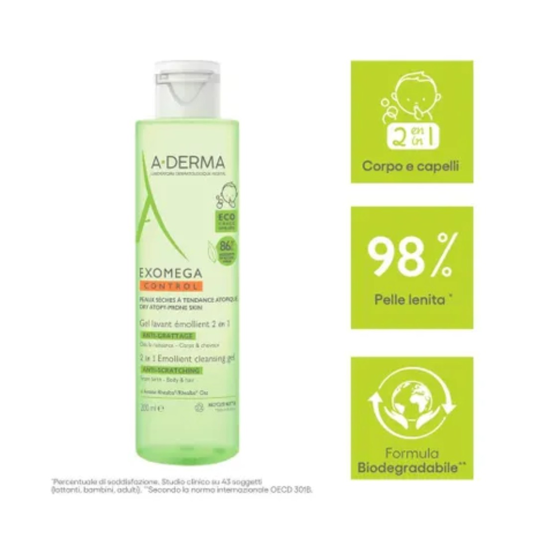 Aderma Exomega Gel Corpo Capelli 200ml