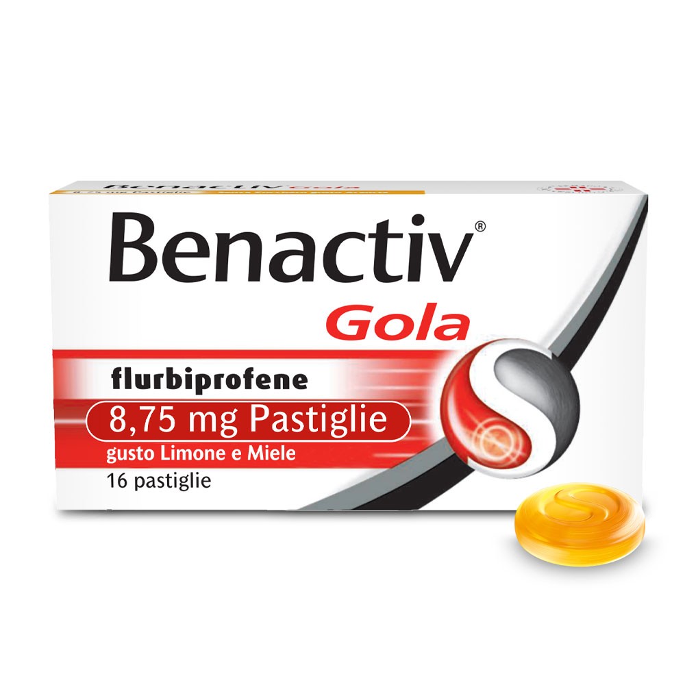 Benactiv Gola 16 Pastiglie Miele E Limone per il mal di gola