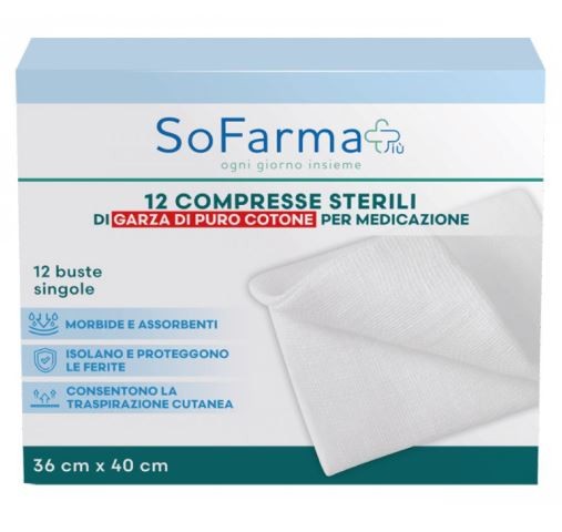 Morra Compressa In Cotone Sofarmapiu' 36x40 Cm 12 Pezzi