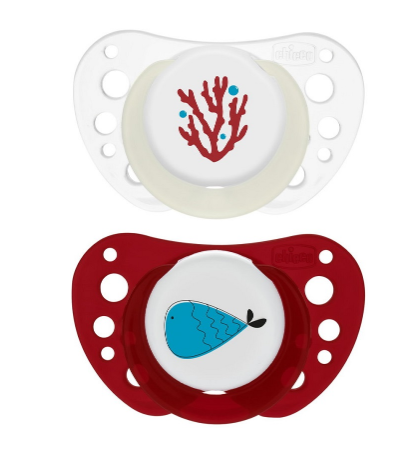 Chicco Succhietti Air Rosso Lumi Silicone 16-36 Mesi