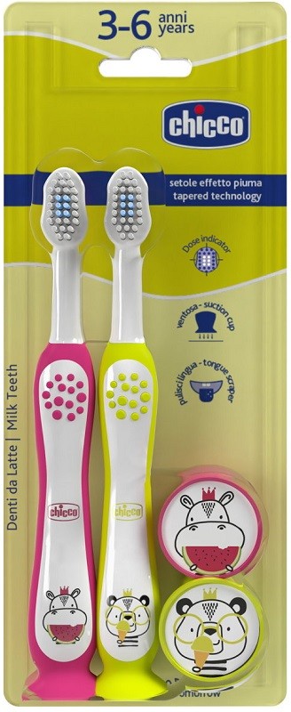 Chicco Spazzolino 3-6 Years Doppio Rosa-giallo