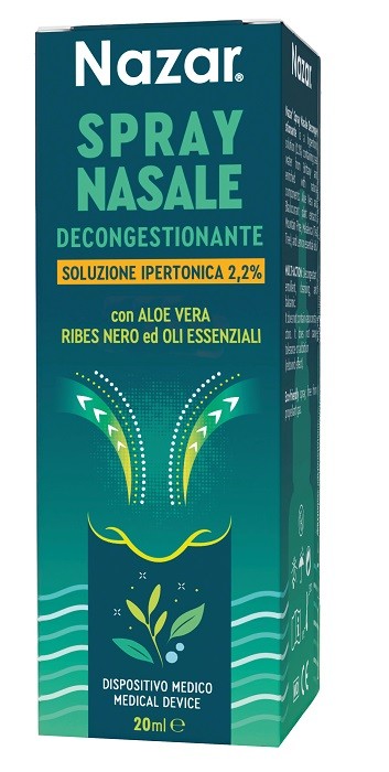 Nazar Spray Nasale Decongestionante Soluzione Ipertonica 2,2% 20 Ml