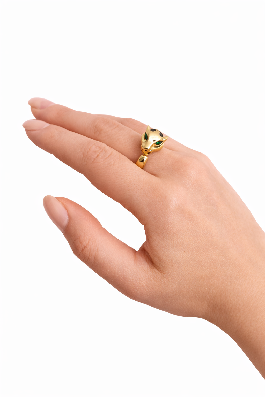 Anello Viso Pantera Acciaio INOX Colore oro