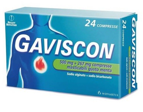 Gaviscon 24 Compresse Masticabili 500 Mg + 267 Mg Menta