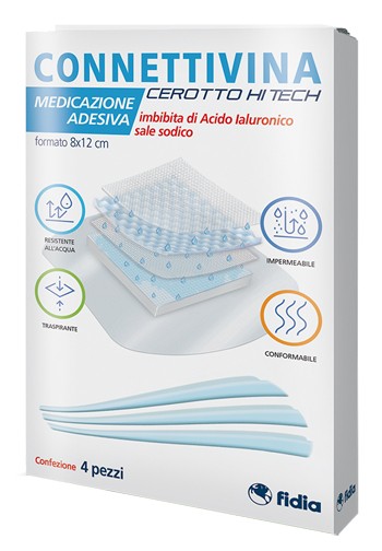 Connettivina hitech Cerotto con acido ialuronico 8 x 12 cm 4 pezzi
