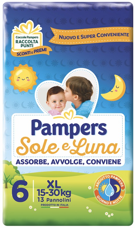 Pampers sole e luna pannolini per bambini xl 13 pezzi