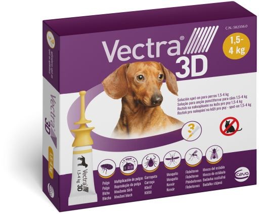 Ceva Vectra 3D soluzione spot-on per cani di 1,5-4 kg 3 pipette