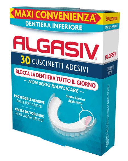 Algasiv adesivo per protesi dentaria inferiore 30 pezzi