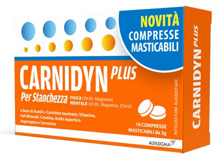 Alfasigma Carnidyn plus integratore 18 compresse masticabili