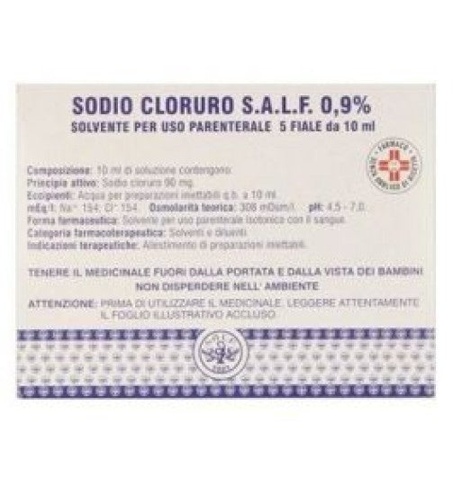 Sodio Cloruro Salf 0,9% Soluzione Fisiologica 5 Flaconi Da 10ml