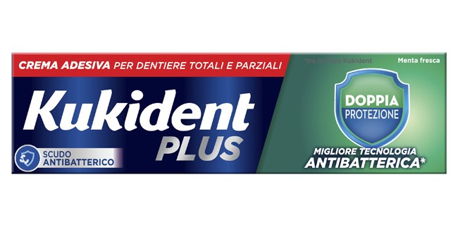 Kukident Plus Doppia Protezione Crema Adesiva Dentiere 40 G